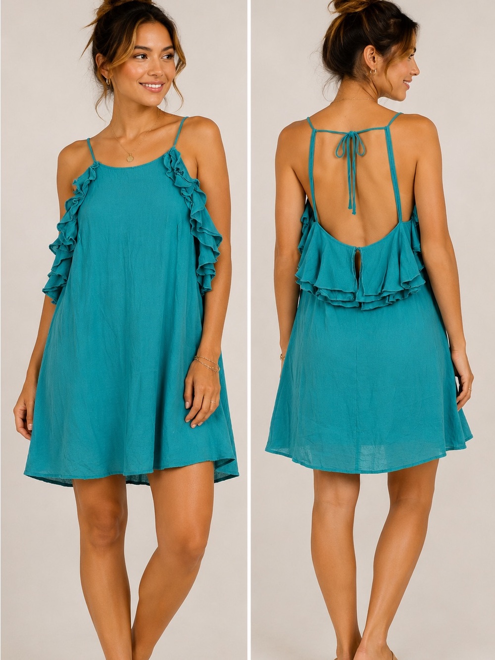 Umgee Teal Ruffle Tie-Back Sundress 🩵 ☀️